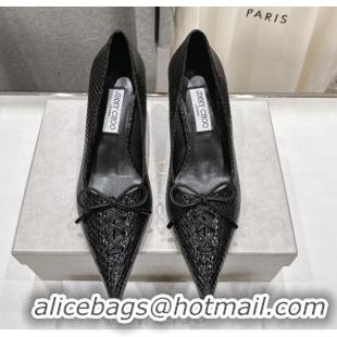 Top Design Jimmy Choo Scarlett 50 Pumps in Elaphe Print Leather Black 5071905