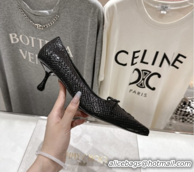 Top Design Jimmy Choo Scarlett 50 Pumps in Elaphe Print Leather Black 5071905