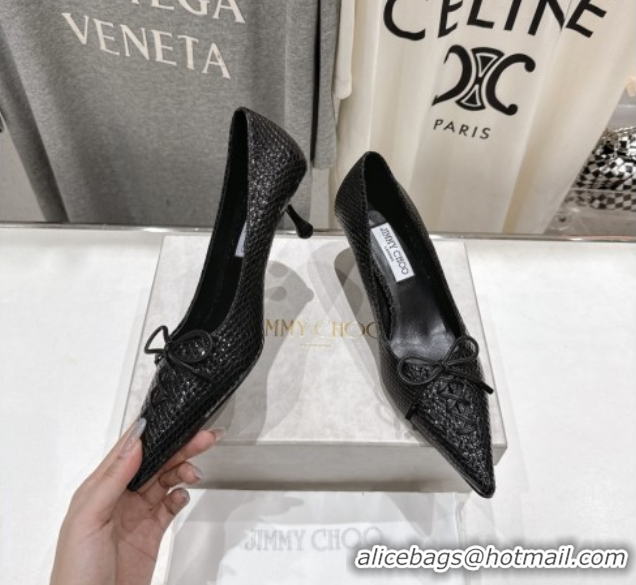 Top Design Jimmy Choo Scarlett 50 Pumps in Elaphe Print Leather Black 5071905