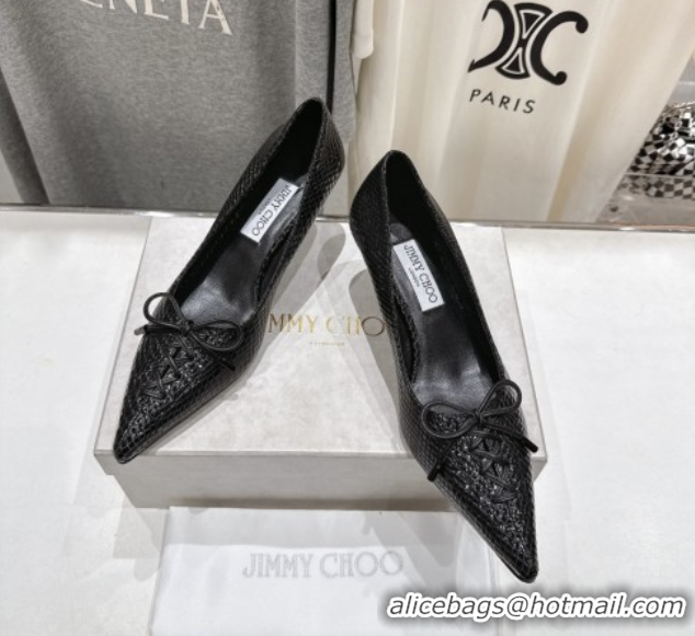 Top Design Jimmy Choo Scarlett 50 Pumps in Elaphe Print Leather Black 5071905