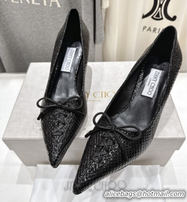 Top Design Jimmy Choo Scarlett 50 Pumps in Elaphe Print Leather Black 5071905