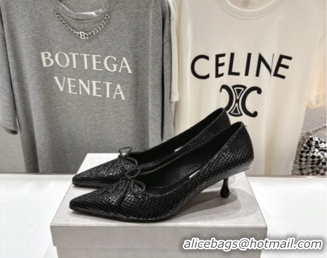 Top Design Jimmy Choo Scarlett 50 Pumps in Elaphe Print Leather Black 5071905