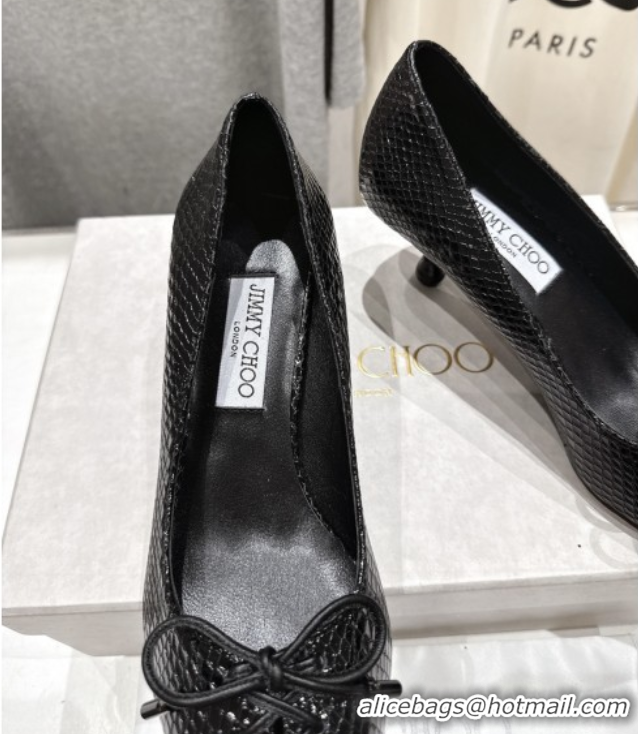 Top Design Jimmy Choo Scarlett 50 Pumps in Elaphe Print Leather Black 5071905