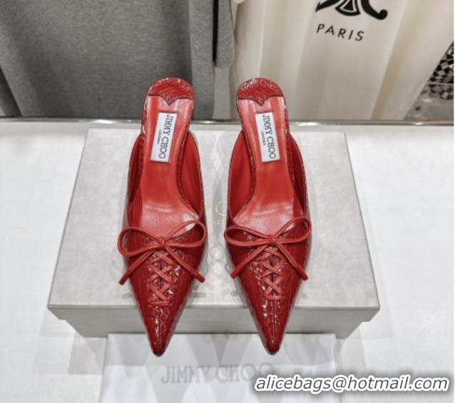 Buy Luxury Jimmy Choo Scarlett 50 Mules in Elaphe Print Leather Red 5071906