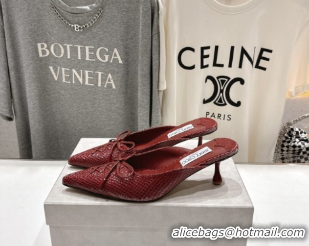 Buy Luxury Jimmy Choo Scarlett 50 Mules in Elaphe Print Leather Red 5071906