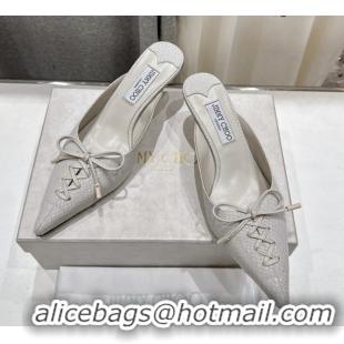 Durable Jimmy Choo Scarlett 50 Mules in Elaphe Print Leather White 5071907