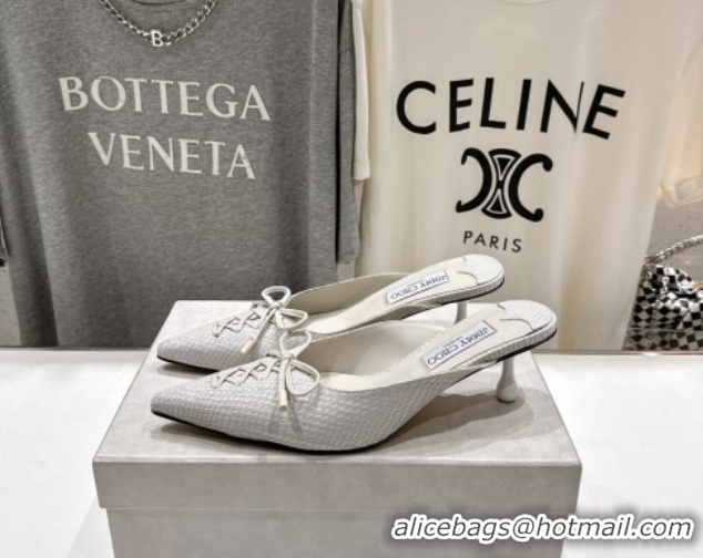 Durable Jimmy Choo Scarlett 50 Mules in Elaphe Print Leather White 5071907