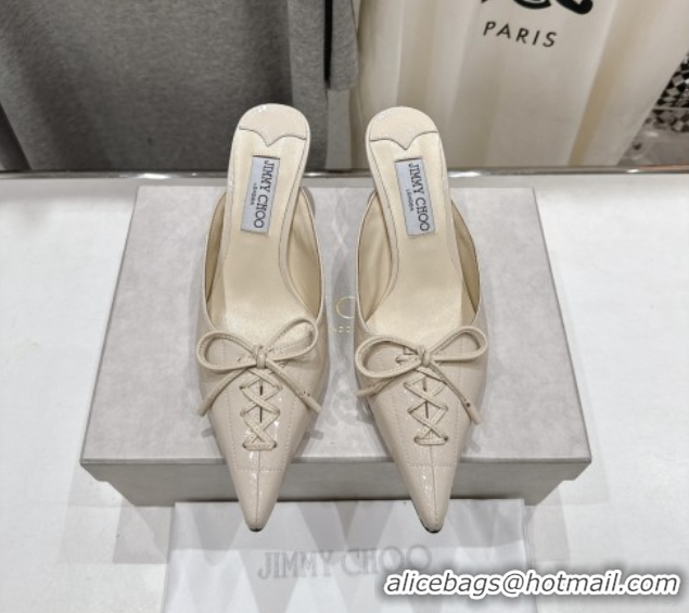 Charming Jimmy Choo Scarlett 50 Mules in Elaphe Print Leather Beige 5071908