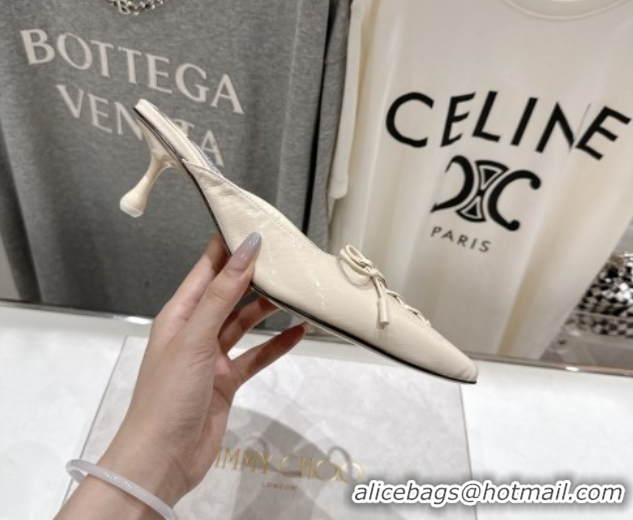 Charming Jimmy Choo Scarlett 50 Mules in Elaphe Print Leather Beige 5071908