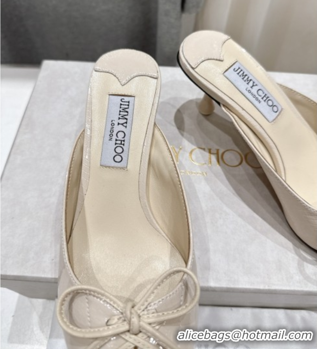 Charming Jimmy Choo Scarlett 50 Mules in Elaphe Print Leather Beige 5071908