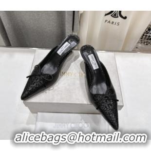Modern Jimmy Choo Scarlett 50 Mules in Elaphe Print Leather Black 5071909