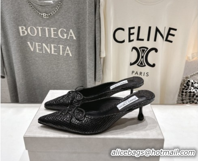 Modern Jimmy Choo Scarlett 50 Mules in Elaphe Print Leather Black 5071909