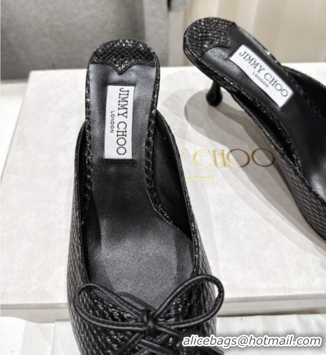Modern Jimmy Choo Scarlett 50 Mules in Elaphe Print Leather Black 5071909