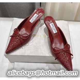 Crafted Jimmy Choo Scarlett 50 Mules in Elaphe Print Leather Deep Red 5071910
