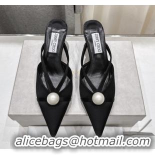 Unique Style Jimmy Choo Satin Mules with 5cm Heel Black 071911