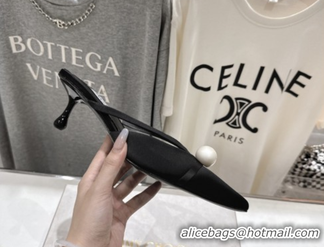 Unique Style Jimmy Choo Satin Mules with 5cm Heel Black 071911