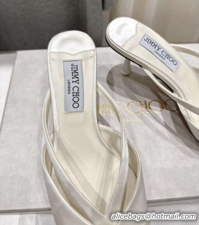 Comfortable Jimmy Choo Satin Mules with 5cm Heel White 5071912