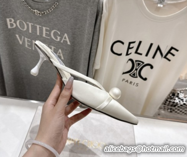 Comfortable Jimmy Choo Satin Mules with 5cm Heel White 5071912
