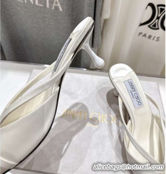 Comfortable Jimmy Choo Satin Mules with 5cm Heel White 5071912
