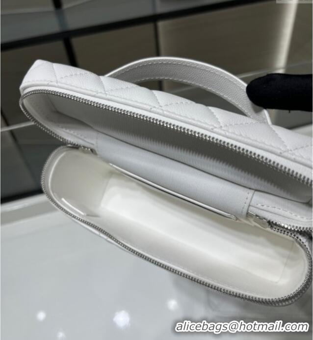 Top Grade Chanel Shiny Grained Calfskin Vanity with Chain and Star AP4854 White 2025