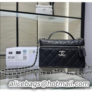 Good Taste Chanel Shiny Grained Calfskin Vanity with Chain and Star AP4854 Black 2025