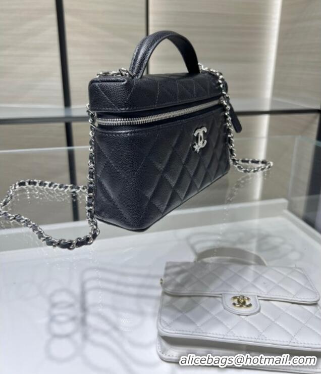 Good Taste Chanel Shiny Grained Calfskin Vanity with Chain and Star AP4854 Black 2025