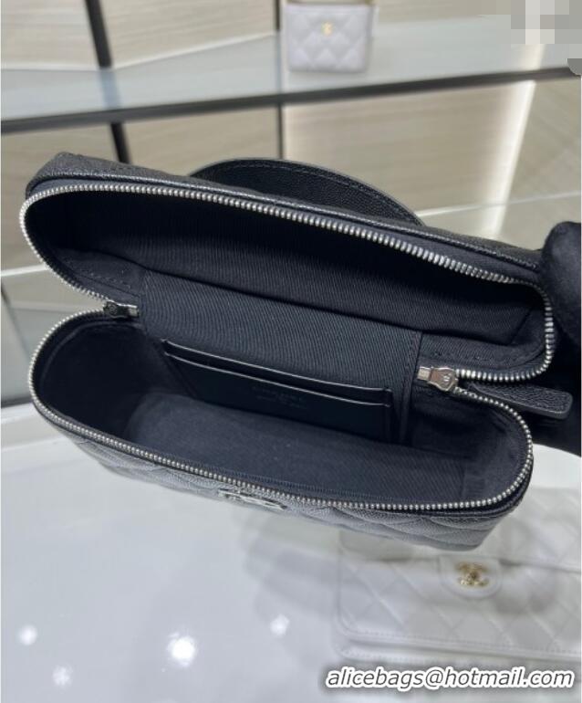 Good Taste Chanel Shiny Grained Calfskin Vanity with Chain and Star AP4854 Black 2025