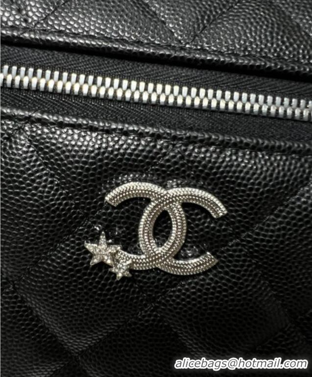 Good Taste Chanel Shiny Grained Calfskin Vanity with Chain and Star AP4854 Black 2025