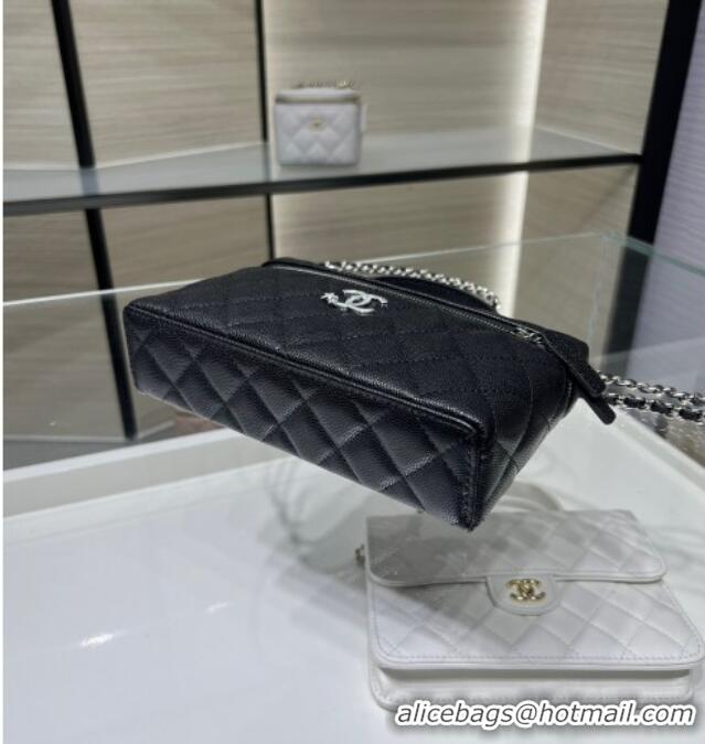 Good Taste Chanel Shiny Grained Calfskin Vanity with Chain and Star AP4854 Black 2025