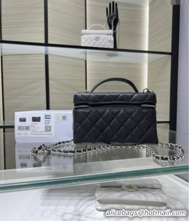 Good Taste Chanel Shiny Grained Calfskin Vanity with Chain and Star AP4854 Black 2025