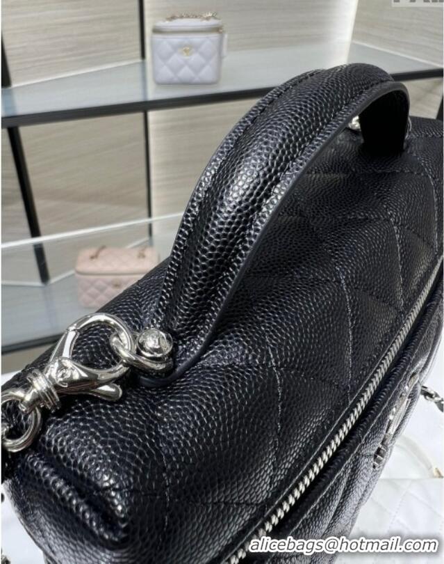 Good Taste Chanel Shiny Grained Calfskin Vanity with Chain and Star AP4854 Black 2025