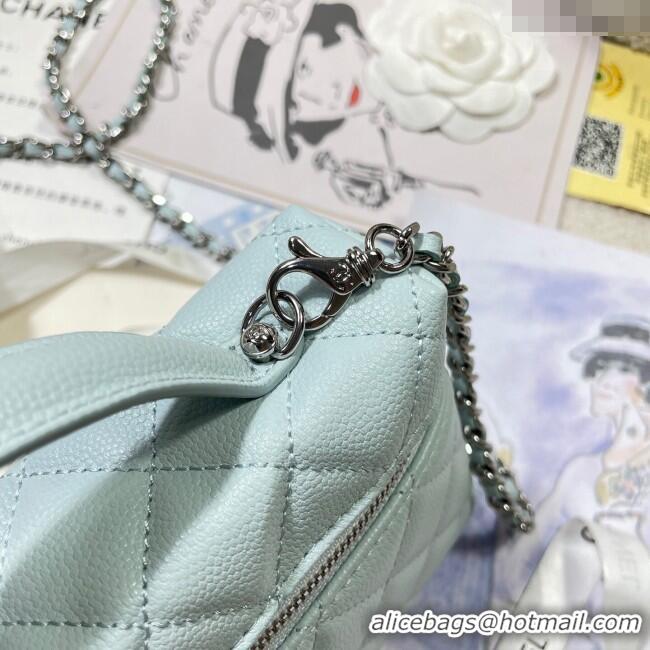 Well Crafted Chanel Shiny Grained Calfskin Vanity with Chain and Star AP4854 Light Blue 2025
