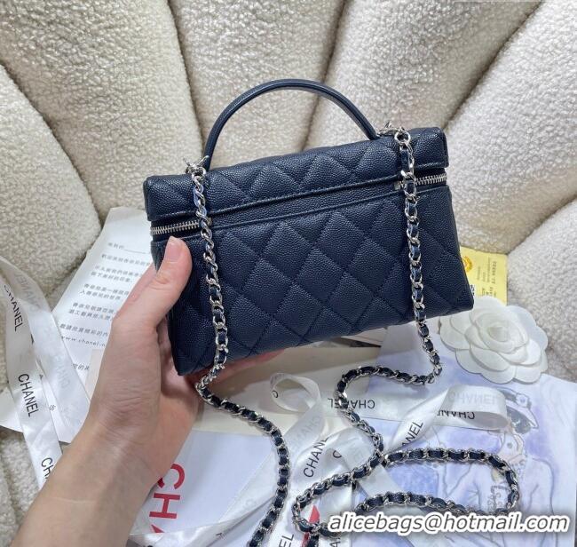 Top Quality Chanel Shiny Grained Calfskin Vanity with Chain and Star AP4854 Dark Blue 2025