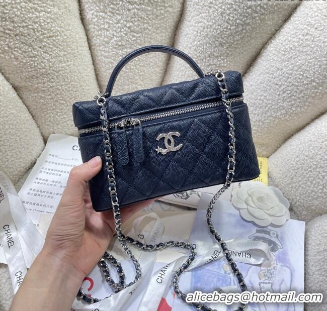 Top Quality Chanel Shiny Grained Calfskin Vanity with Chain and Star AP4854 Dark Blue 2025