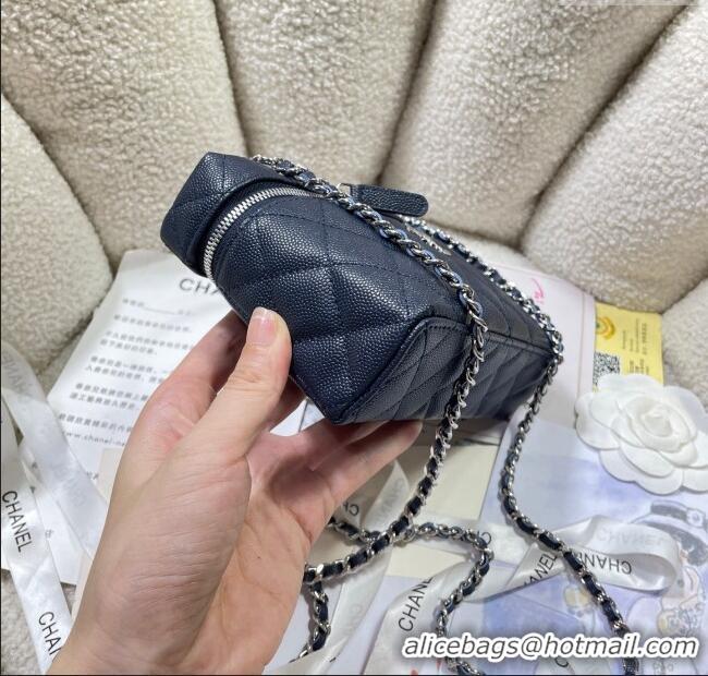 Top Quality Chanel Shiny Grained Calfskin Vanity with Chain and Star AP4854 Dark Blue 2025