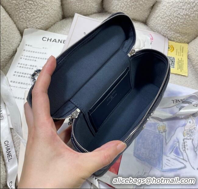 Top Quality Chanel Shiny Grained Calfskin Vanity with Chain and Star AP4854 Dark Blue 2025