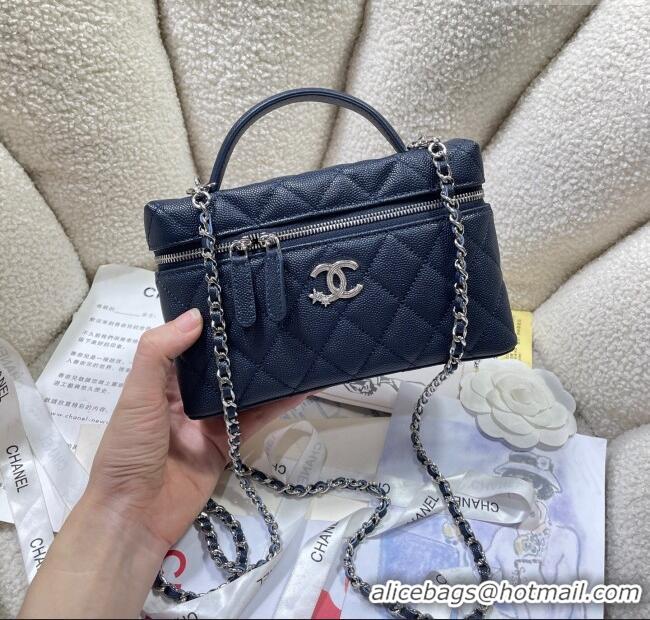 Top Quality Chanel Shiny Grained Calfskin Vanity with Chain and Star AP4854 Dark Blue 2025