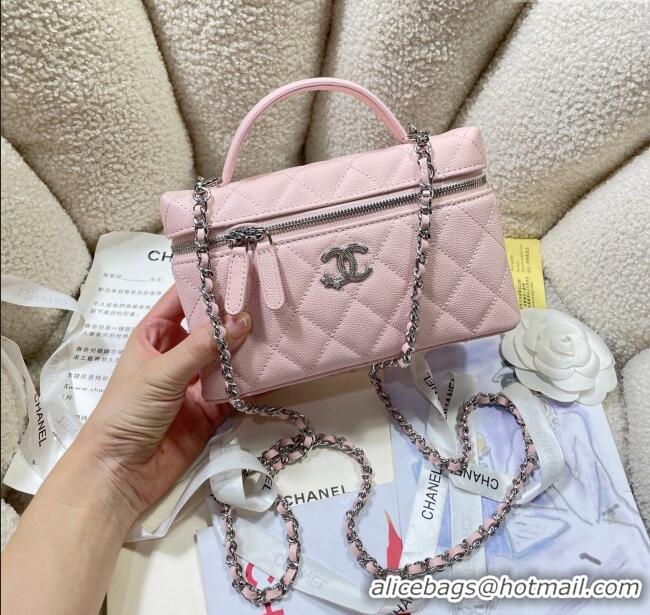 Spot Discount Chanel Shiny Grained Calfskin Vanity with Chain and Star AP4854 Light Pink 2025