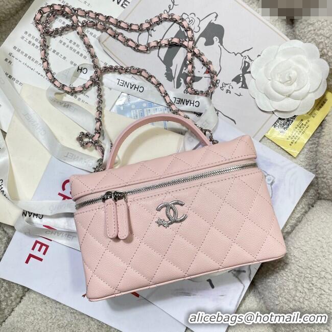 Spot Discount Chanel Shiny Grained Calfskin Vanity with Chain and Star AP4854 Light Pink 2025