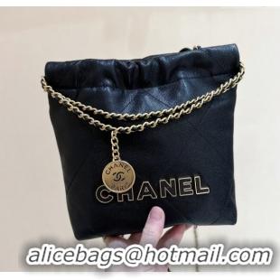 Buy Promotional Chanel 22 Mini Bag in Haas Grainy Calfskin AS3980 Black 2025 Top Quality