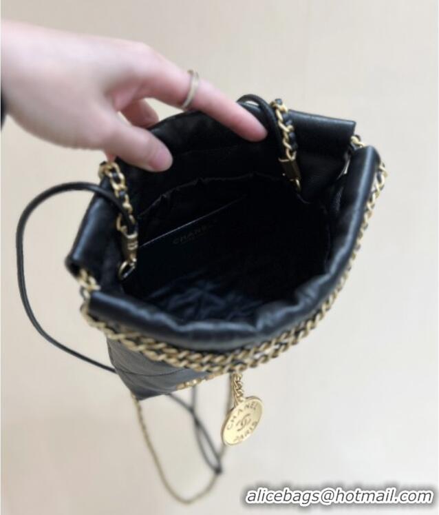 Buy Promotional Chanel 22 Mini Bag in Haas Grainy Calfskin AS3980 Black 2025 Top Quality