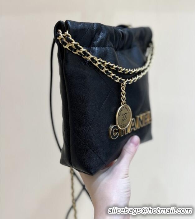 Buy Promotional Chanel 22 Mini Bag in Haas Grainy Calfskin AS3980 Black 2025 Top Quality