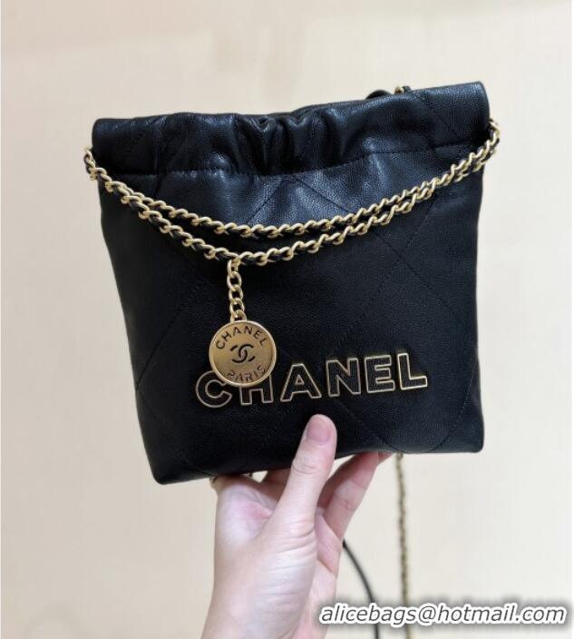 Buy Promotional Chanel 22 Mini Bag in Haas Grainy Calfskin AS3980 Black 2025 Top Quality