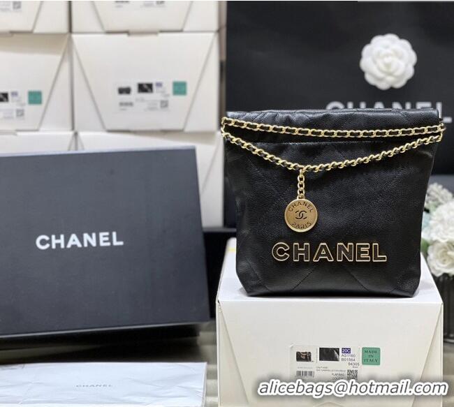 Buy Promotional Chanel 22 Mini Bag in Haas Grainy Calfskin AS3980 Black 2025 Top Quality