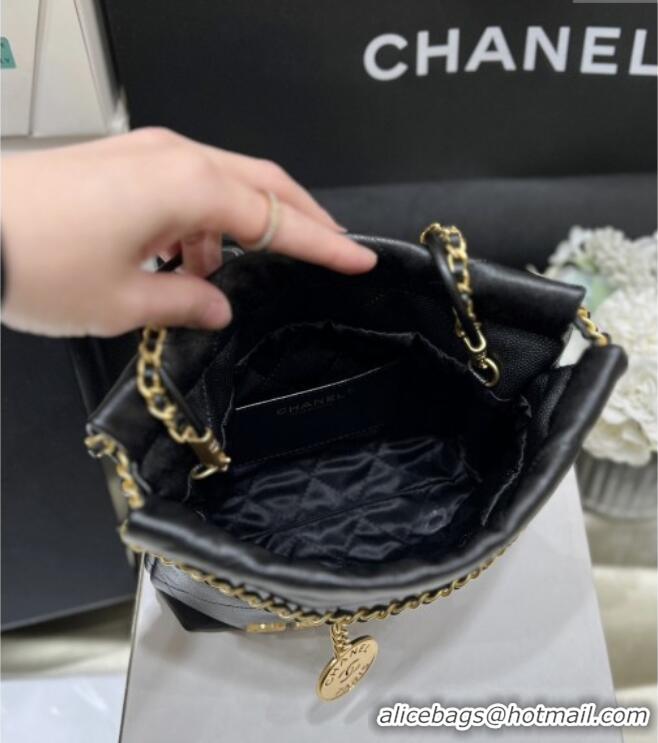Buy Promotional Chanel 22 Mini Bag in Haas Grainy Calfskin AS3980 Black 2025 Top Quality