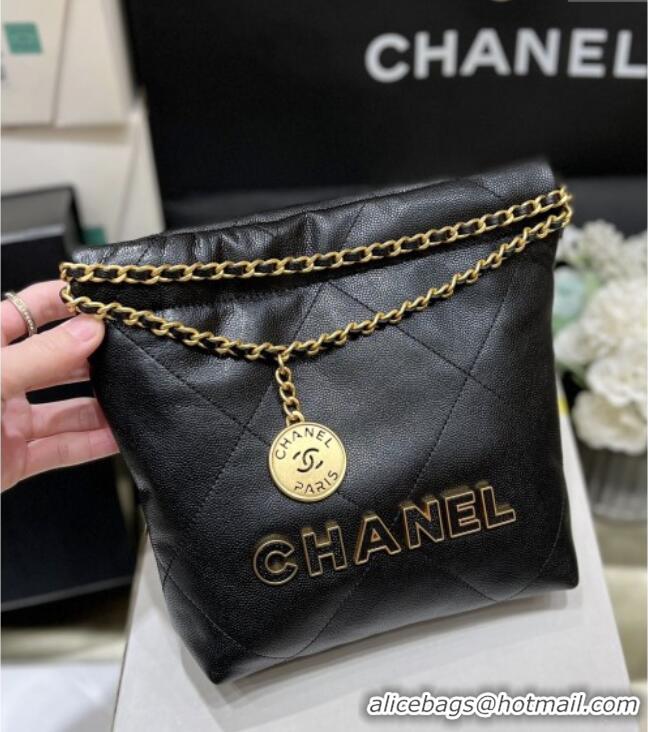 Buy Promotional Chanel 22 Mini Bag in Haas Grainy Calfskin AS3980 Black 2025 Top Quality