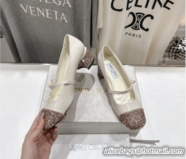 Best Price Jimmy Choo Elisa 45 Pumps in Nappa leather & Glitter White 5071917