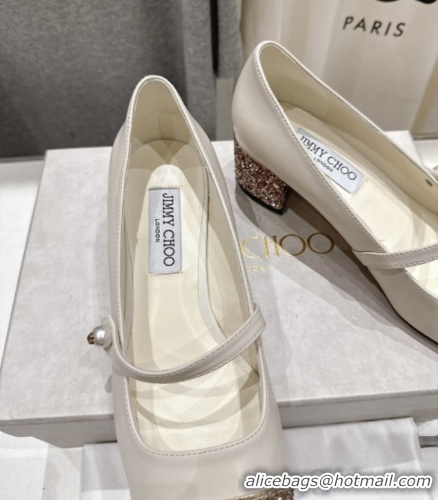 Best Price Jimmy Choo Elisa 45 Pumps in Nappa leather & Glitter White 5071917