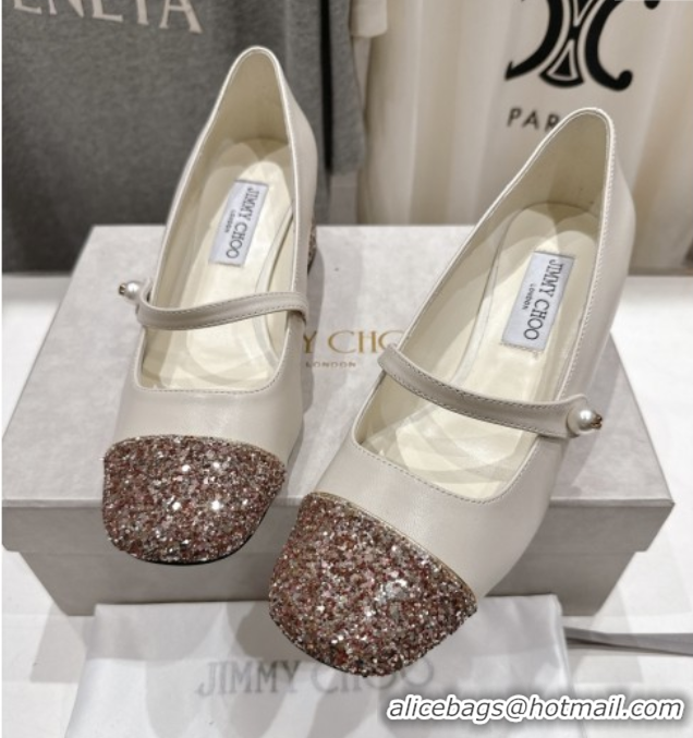 Best Price Jimmy Choo Elisa 45 Pumps in Nappa leather & Glitter White 5071917