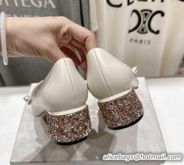 Best Price Jimmy Choo Elisa 45 Pumps in Nappa leather & Glitter White 5071917